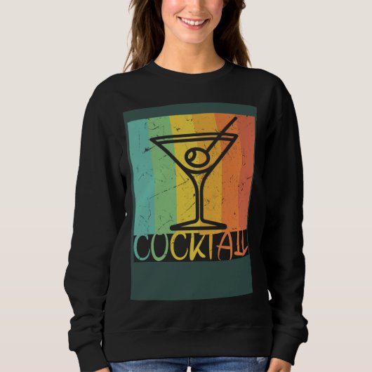 Cool Cocktail Glass Vintage Artwork Bartenders Sweatshirt (Vorderseite)