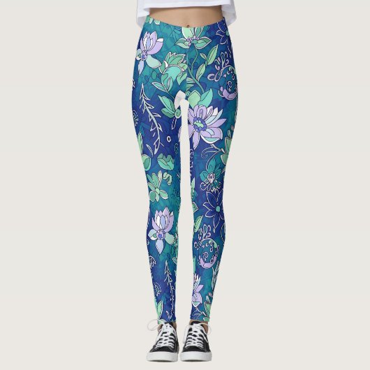Cool colored Floral Leggings (Vorderseite)