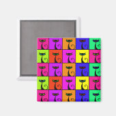 Cool Colorful Kitty Cat Pop Art Magnet (Vorderseite/Rückseite)