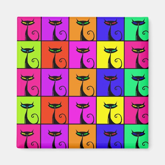 Cool Colorful Kitty Cat Pop Art Magnet (Vorne)