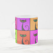 Cool Colorful Kitty Cat Pop Art Mattglastasse (Vorderseite Links)