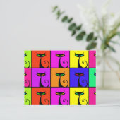 Cool Colorful Kitty Cat Pop Art Postkarte (Stehend Vorderseite)