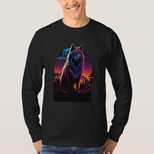 Cool Colorful Wolf Outfit Illustration Graphic Des T-Shirt (Vorderseite)