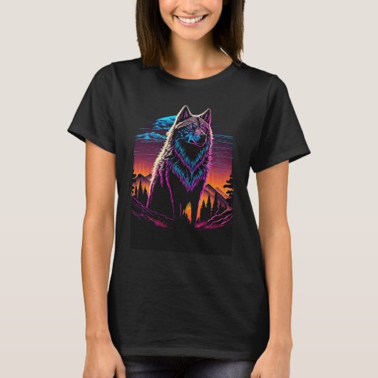 Cool Colorful Wolf Outfit Illustration Graphic Des T-Shirt (Vorderseite)