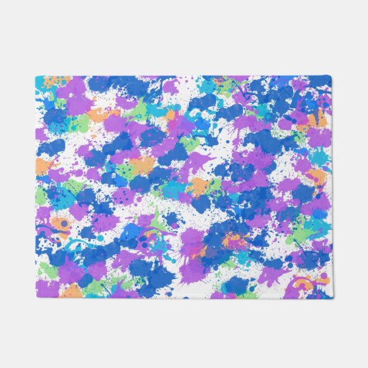 Cool Colors Abstract Splatter Paint Fußmatte (Vorderseite)
