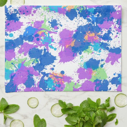 Cool Colors Abstract Splatter Paint Geschirrtuch (Gefaltet)