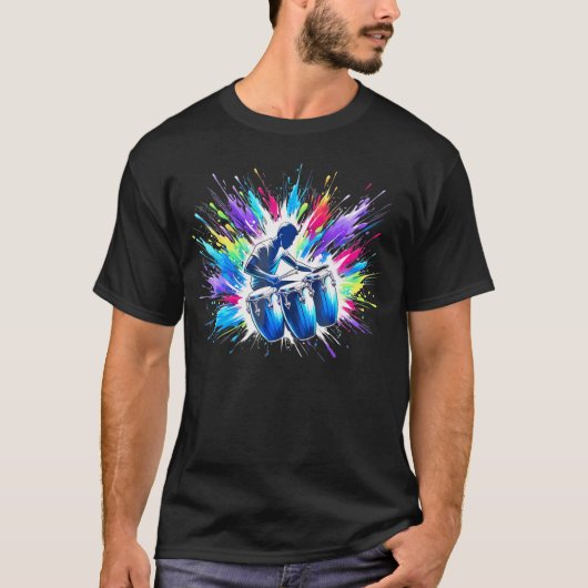 Cool Conga Player Congas Art Music Instrument Musi T-Shirt (Vorderseite)