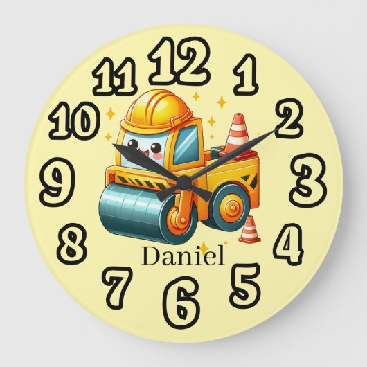 Cool Construction lovers add name Große Wanduhr (Vorderseite)