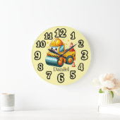 Cool Construction lovers add name Große Wanduhr (Zuhause)