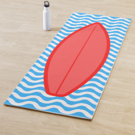 Cool Coral Red Blue Waves Surfen Yoga Mat Yogamatte