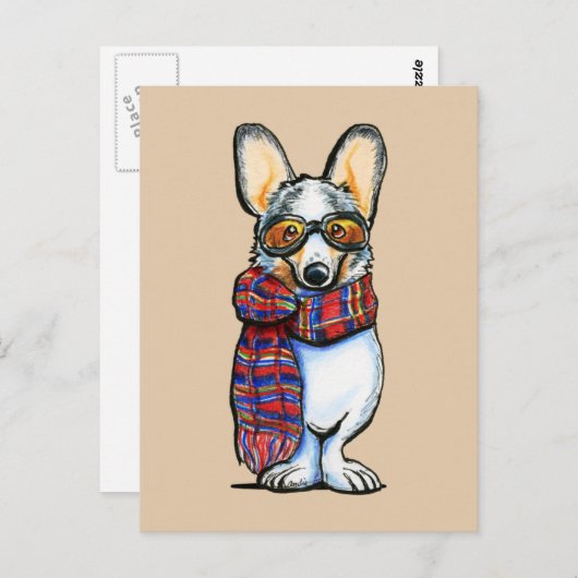 Cool Corgi Postkarte (Vorne/Hinten)