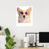 Cool Corgi Rainbow Sonnenbrille Art Poster (Heimbüro)