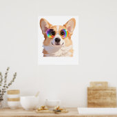 Cool Corgi Rainbow Sonnenbrille Art Poster (Küche)