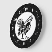 Cool Country rooster decor Large Clock Große Wanduhr (Winkel)
