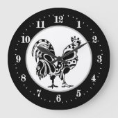 Cool Country rooster decor Large Clock Große Wanduhr (Vorderseite)