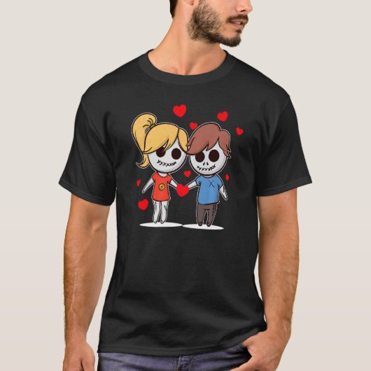 Cool Couple In Love Valentine's Day Couple Heart T-Shirt (Vorderseite)