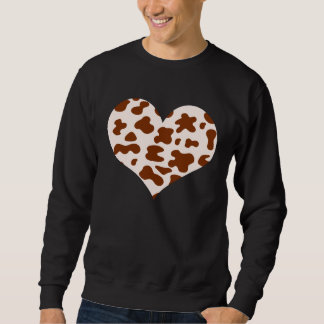 Cool cow print heart brown tan rancher cattleman m sweatshirt