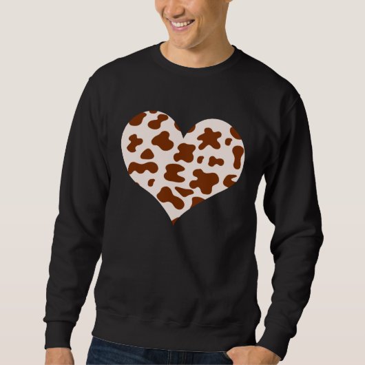 Cool cow print heart brown tan rancher cattleman m sweatshirt (Vorderseite)