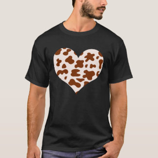 Cool cow print heart brown tan rancher cattleman m T-Shirt