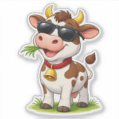 Cool Cow Wearing SunglasseCustom-Cut Vinyl Sticker (Vorderseite)