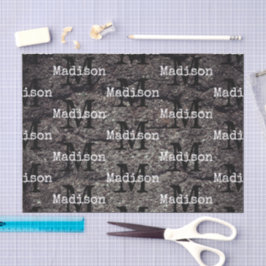 Cool Cracked asphalt road gray lines Monogram Seidenpapier