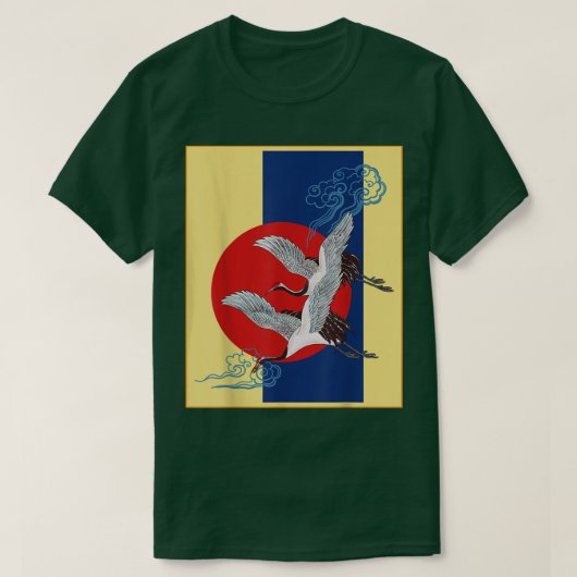 Cool Crane Bird Artwork, Tanz Krane Japanisch T-Shirt (Design vorne)