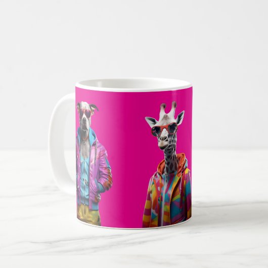 Cool Crew – Colour-Pop Animal Squad Hot Pink Kaffeetasse (Vorderseite Links)