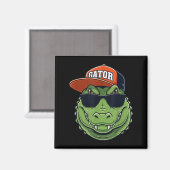 Cool Crocodile Animal Gator Graphic With Cap And S Magnet (Vorderseite/Rückseite)