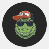 Cool Crocodile Animal Gator Graphic With Cap And S Runder Aufkleber (Vorderseite)