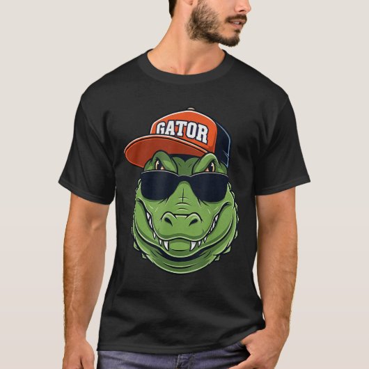 Cool Crocodile Animal Gator Graphic With Cap And S T-Shirt (Vorderseite)