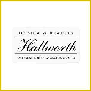 Cool Curry Surname Script B&W Rücksendeadresse Adressaufkleber