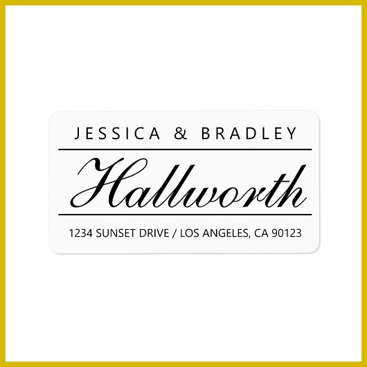 Cool Curry Surname Script B&W Rücksendeadresse Adressaufkleber