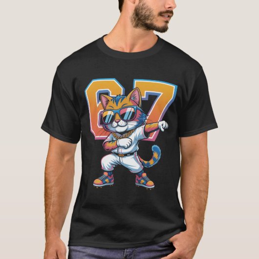 Cool Dabbing Cat 67 Baseball Sports Fan Gift | Fun T-Shirt (Vorderseite)