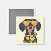 Cool Dachshund Dog Sunglasses Lemons Magnet (Vorderseite/Rückseite)