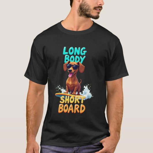 Cool Dachshund Surferhund T-Shirt (Vorderseite)
