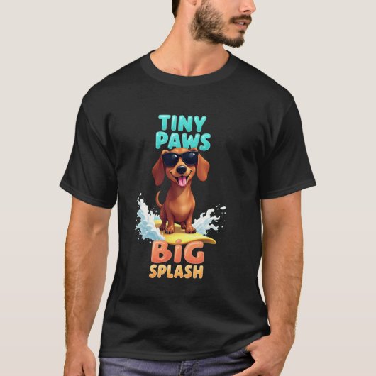 Cool Dachshund Surfhund T-Shirt (Vorderseite)