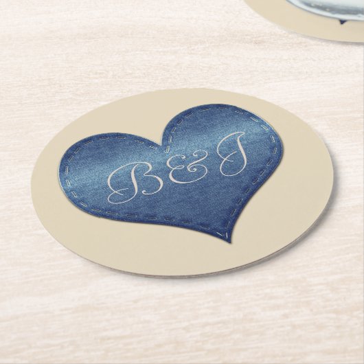 Cool Denim Look Runder Pappuntersetzer (Angewinkelt)