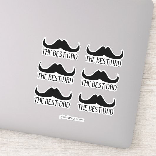 Cool Der beste Vater Black Mustache Vatertag Aufkleber (Detail)