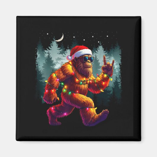 Cool Devil Horns Sasquatch Holiday Lights Christma Magnet (Vorne)
