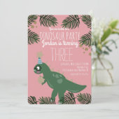 Cool Dinosaur Geburtstagsparty Girl Glitzer Confet Einladung (Stehend Vorderseite)