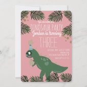 Cool Dinosaur Geburtstagsparty Girl Glitzer Confet Einladung (Vorderseite)