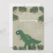 Cool Dinosaur Geburtstagsparty Glitzer Confetti Einladung (Vorderseite)