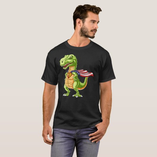 Cool Dinosaur T-Rex T Shirt, Super Captain USA Her T-Shirt (Vorne ganz)