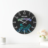 Cool Dinosaur Velociraptor Neon Lineart Clock Große Wanduhr (Zuhause)