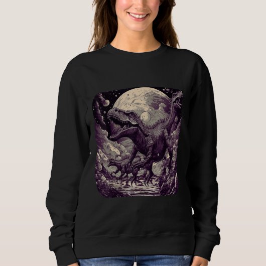 Cool Dinosaurs Space Graphic Fantasy Art Sweatshirt (Vorderseite)