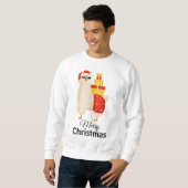 Cool  Disco Santa Llama Funny Minimalist Christmas Sweatshirt (Vorne ganz)