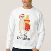 Cool Disco Santa Llama Funny Minimalist Christmas Sweatshirt (Vorderseite)