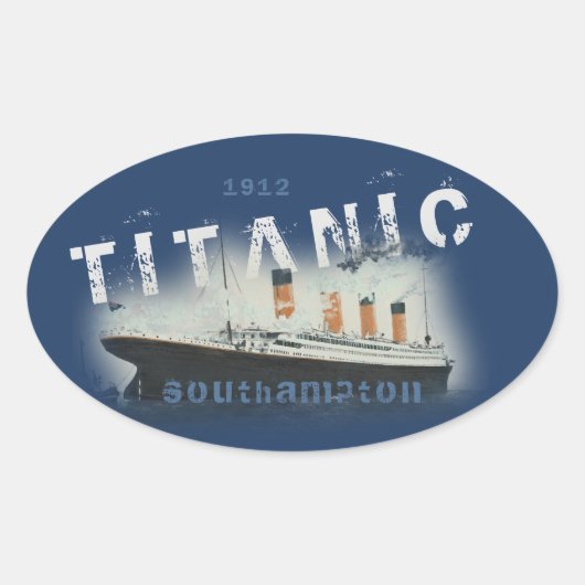 Cool Distressed Custom Text Titanic Ovaler Aufkleber (Vorderseite)