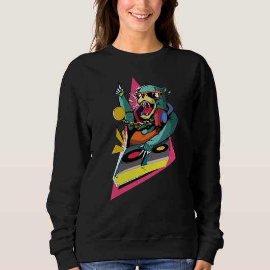 Cool DJ Music Animal Bear Sweatshirt (Vorderseite)