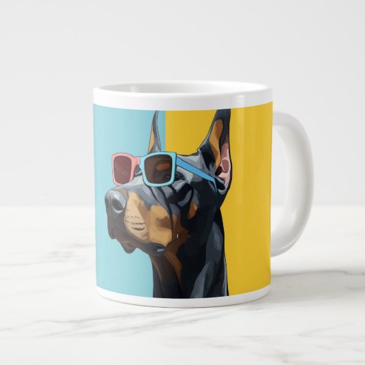 Cool Doberman with sunglasses Jumbo-Tasse (Vorderseite Rechts)